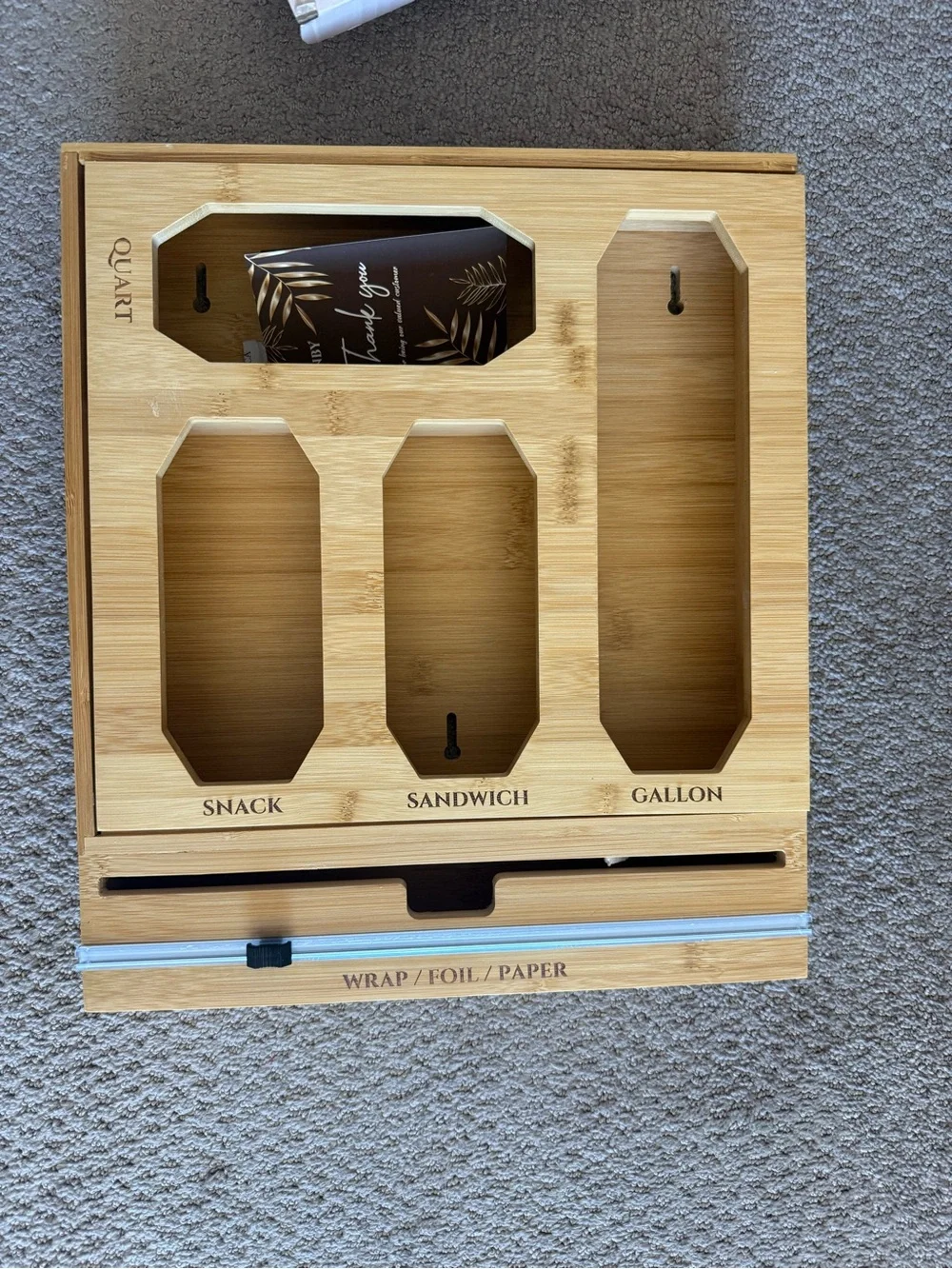 Bamboo Kitchen Bag Organizer - Snack, Sandwich, Gallon